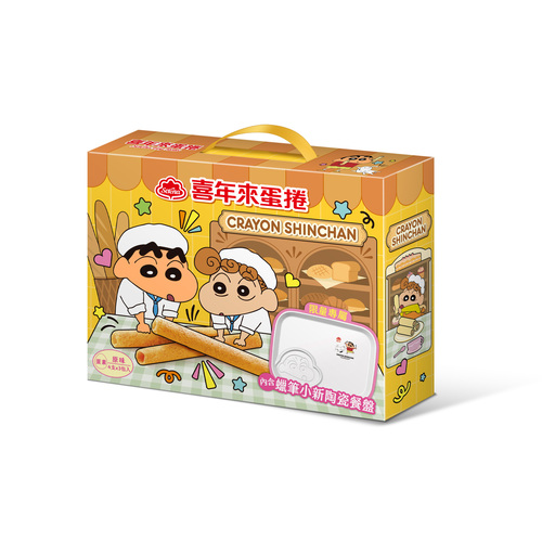 蠟筆小新 蛋捲禮盒<br>陶瓷餐盤<br>192g (4支x3包入)產品圖